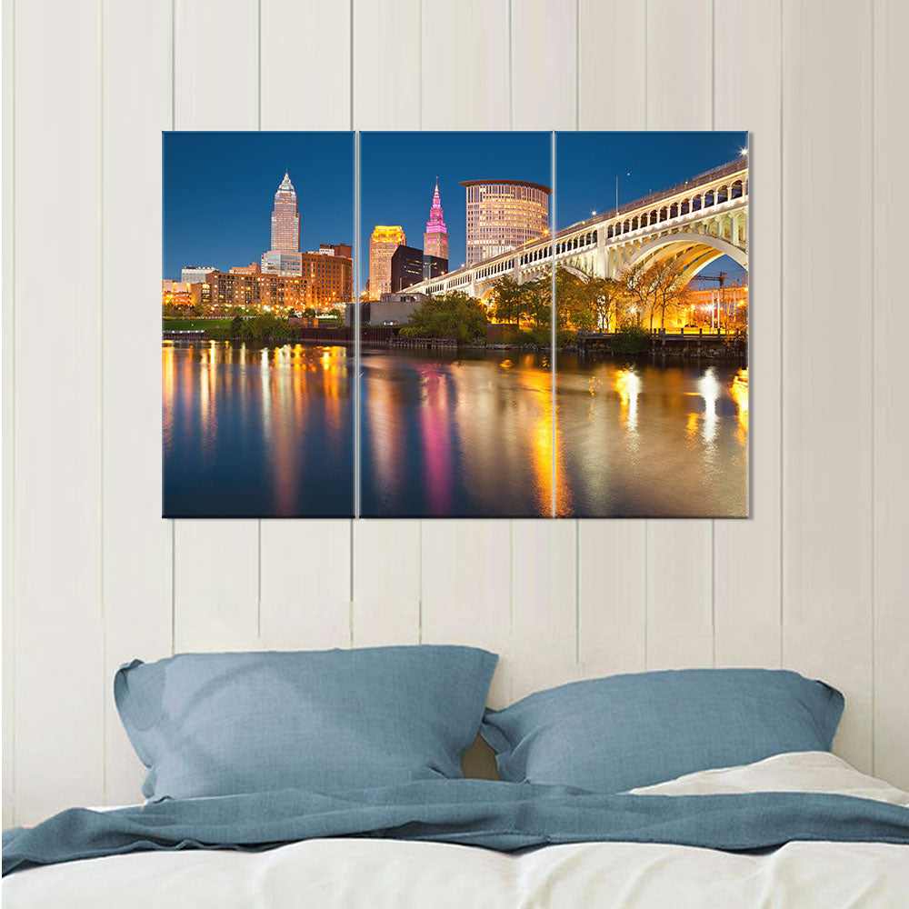 Ohio Cleveland City Skyline Canvas Wall Art