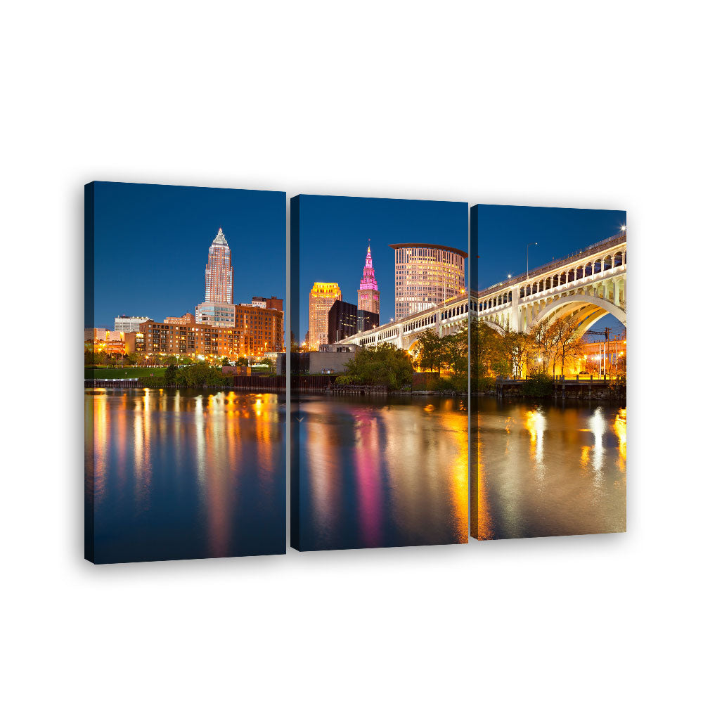 Ohio Cleveland City Skyline Canvas Wall Art