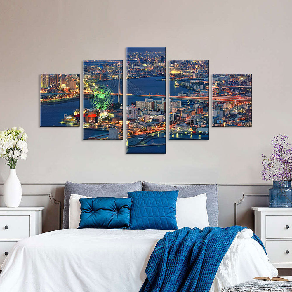 Osaka Bay Night View Canvas Wall Art