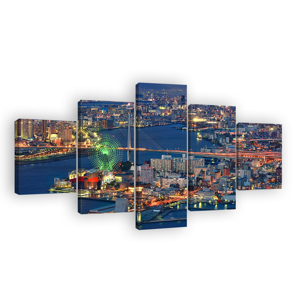 Osaka Bay Night View Canvas Wall Art