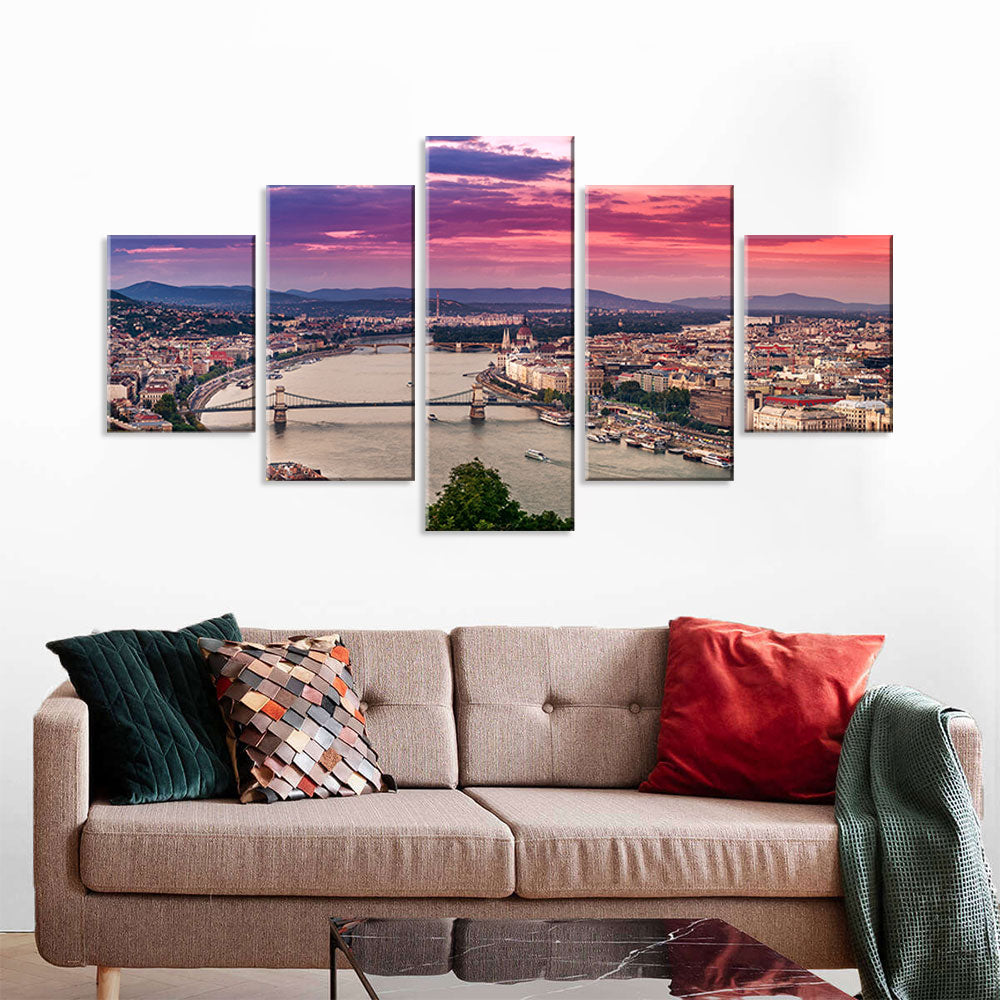 Panoramic View of Budapest and the Danube River Canvas Wall Art