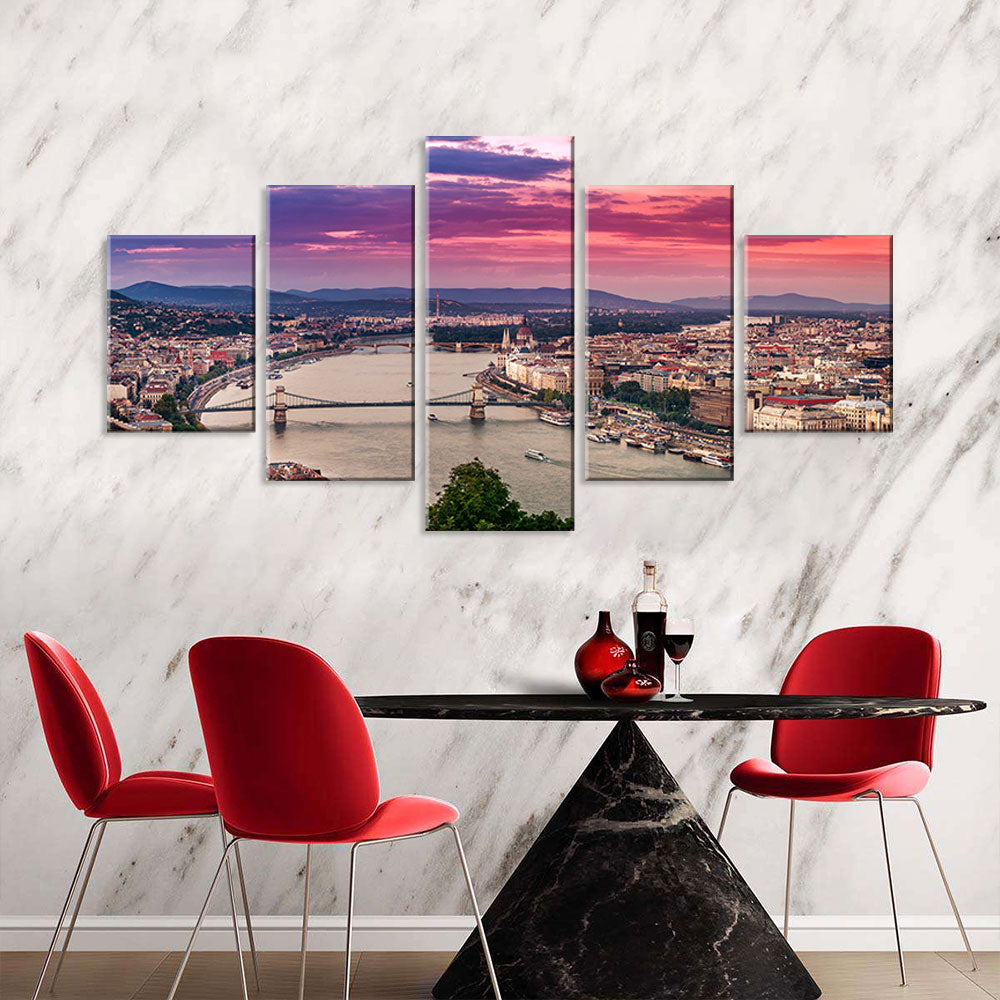 Panoramic View of Budapest and the Danube River Canvas Wall Art