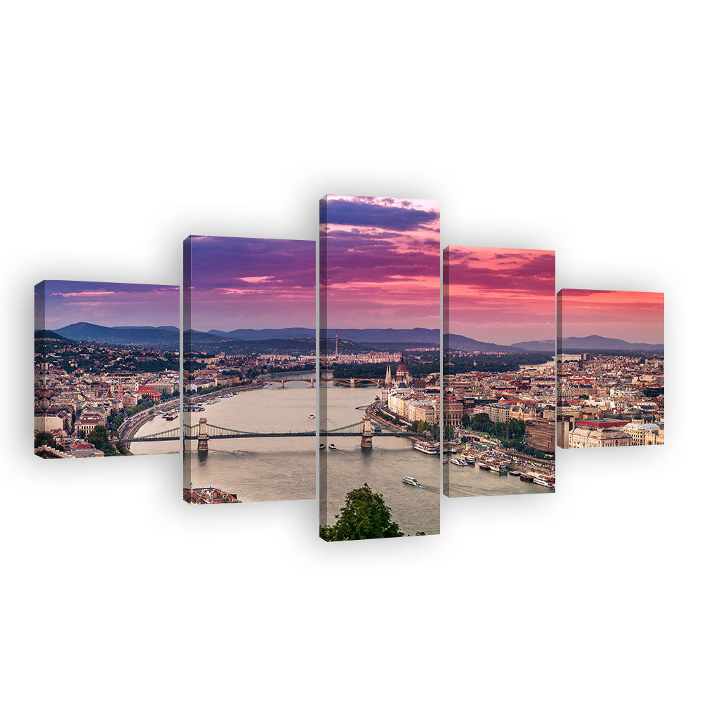 Panoramic View of Budapest and the Danube River Canvas Wall Art