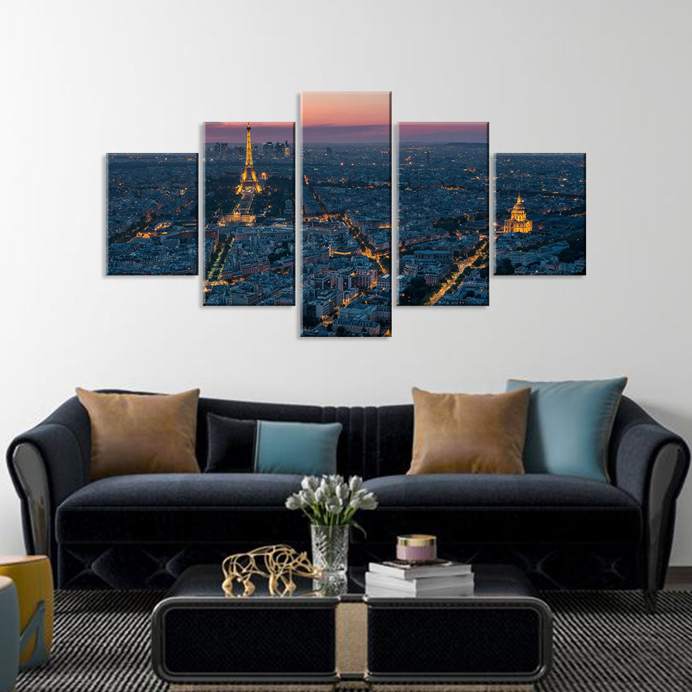 Paris Cityscape Night View Canvas Wall Art