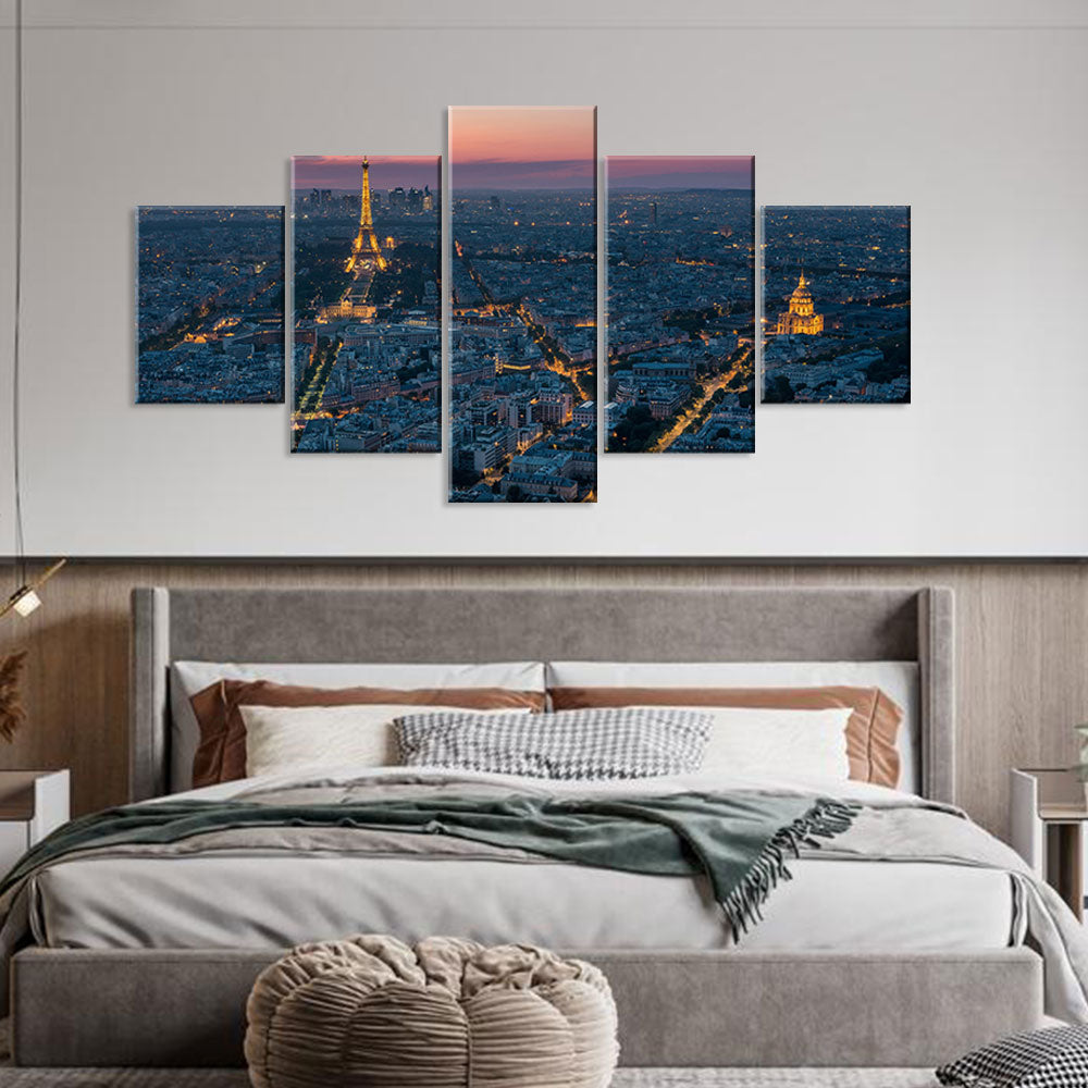 Paris Cityscape Night View Canvas Wall Art
