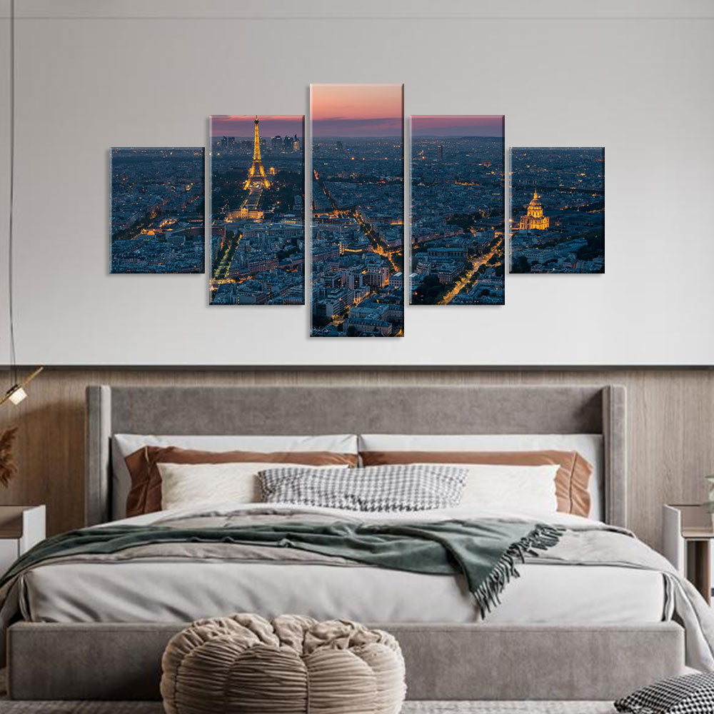 Paris Cityscape Night View Canvas Wall Art