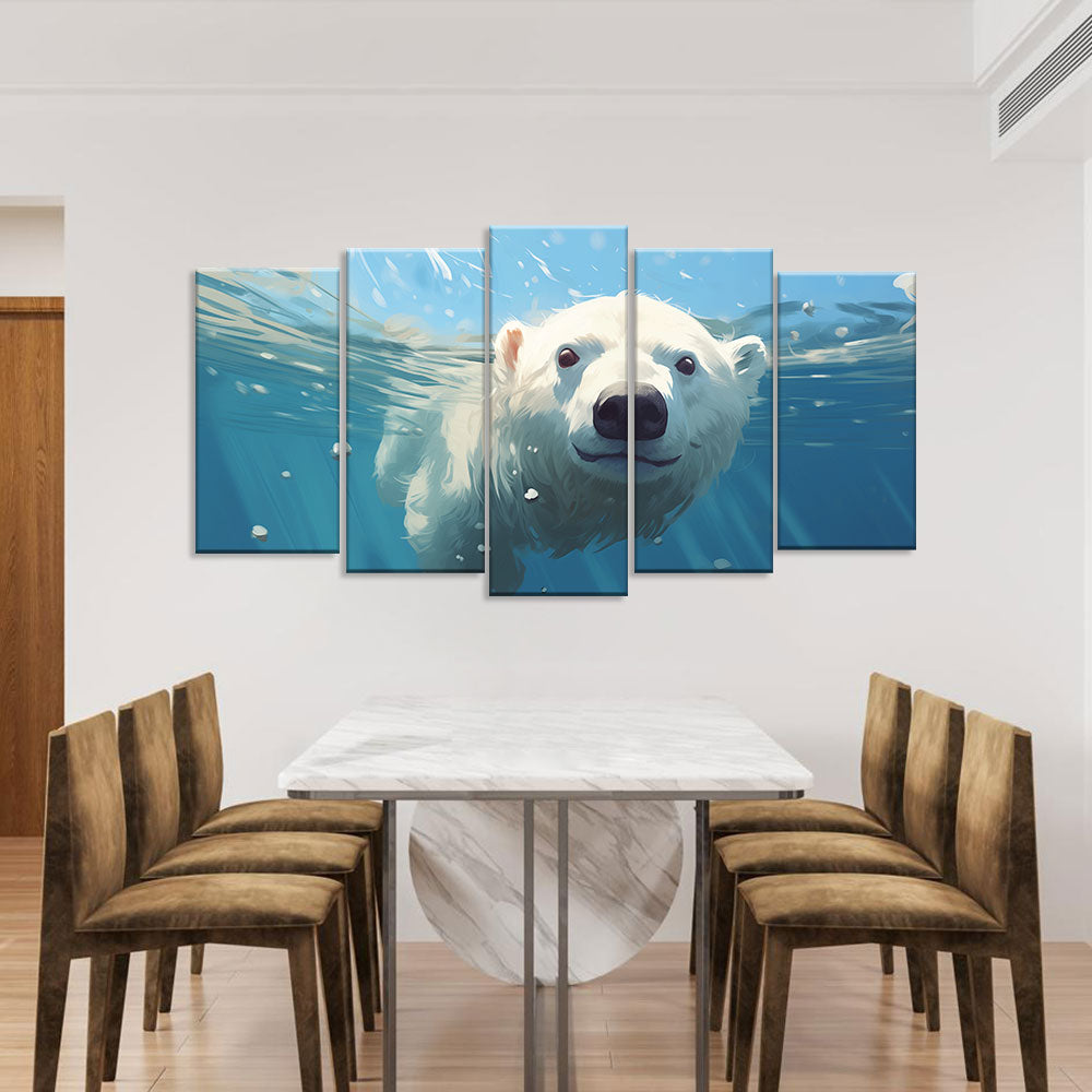 Underwater Polar Bear Multi-Panel Canvas Wall Art