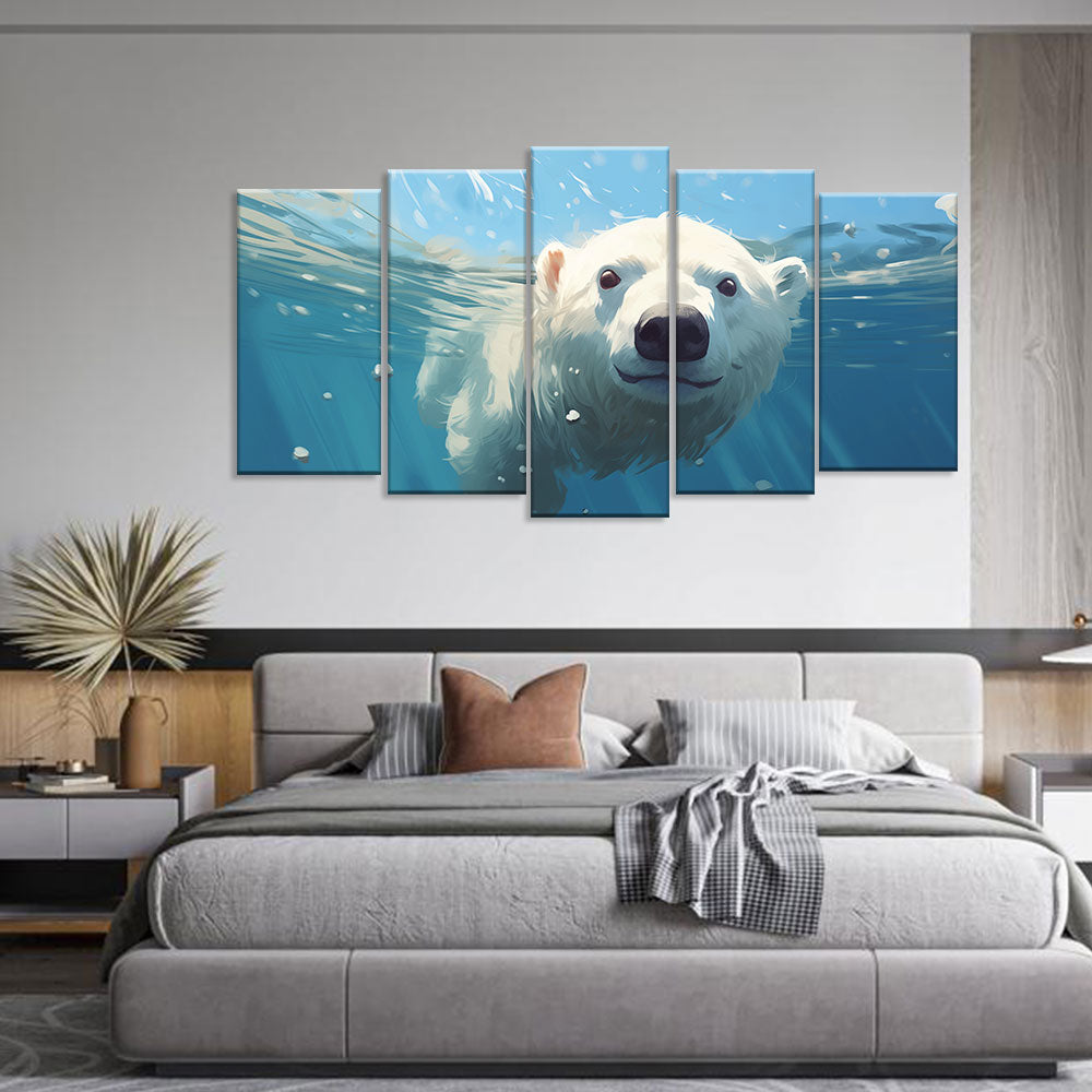 Underwater Polar Bear Multi-Panel Canvas Wall Art
