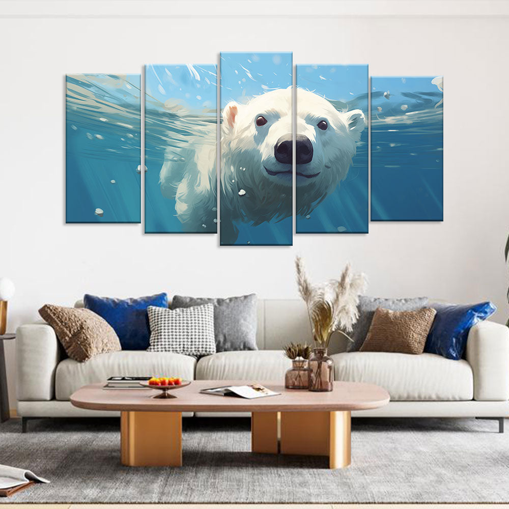 Underwater Polar Bear Multi-Panel Canvas Wall Art