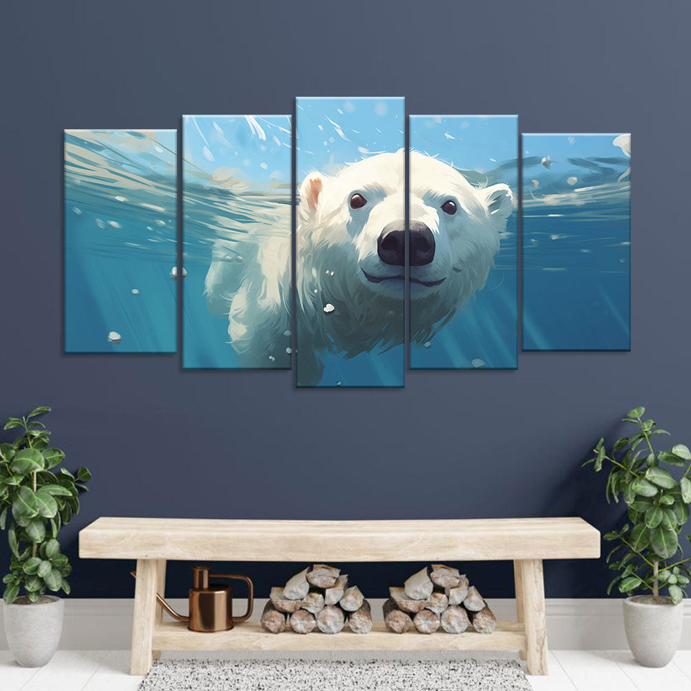 Underwater Polar Bear Multi-Panel Canvas Wall Art