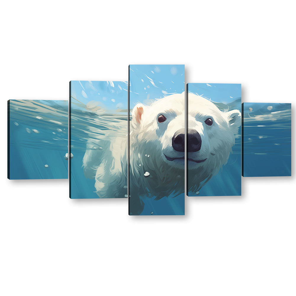 Underwater Polar Bear Multi-Panel Canvas Wall Art
