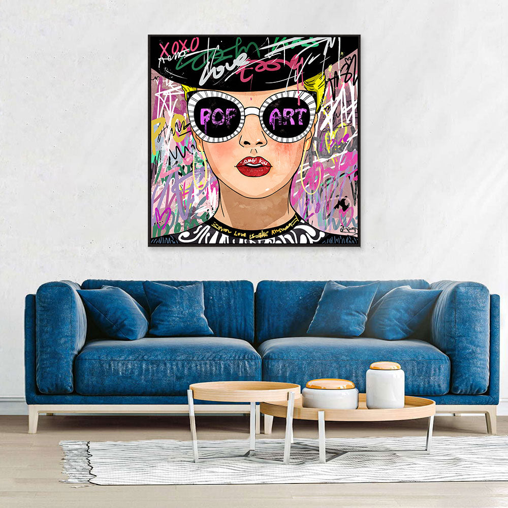 Pop Art Girl Graffiti Canvas Wall Art