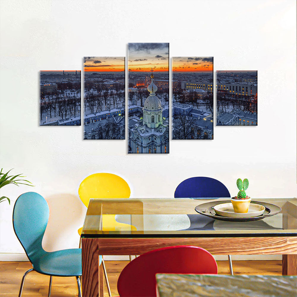 Smol'nyy Cathedral in Sunset Canvas Wall Art