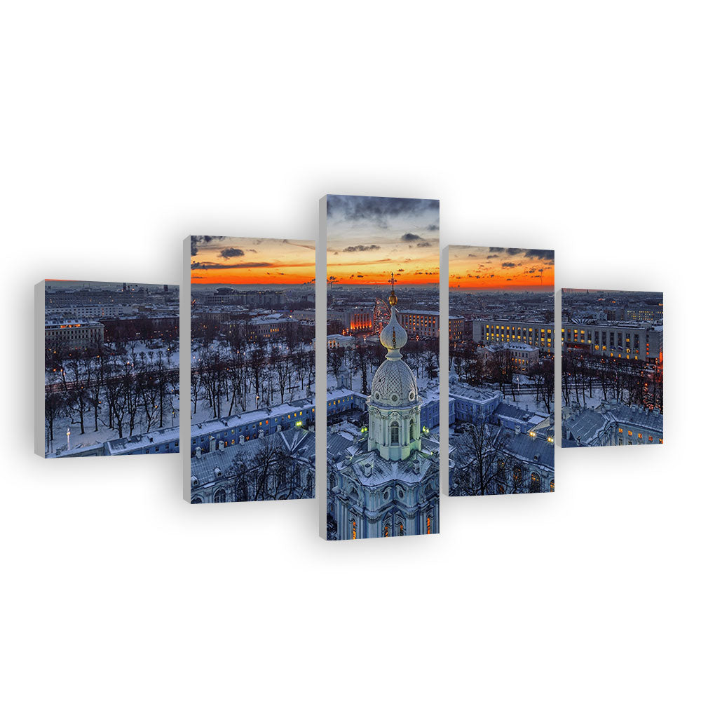 Smol'nyy Cathedral in Sunset Canvas Wall Art