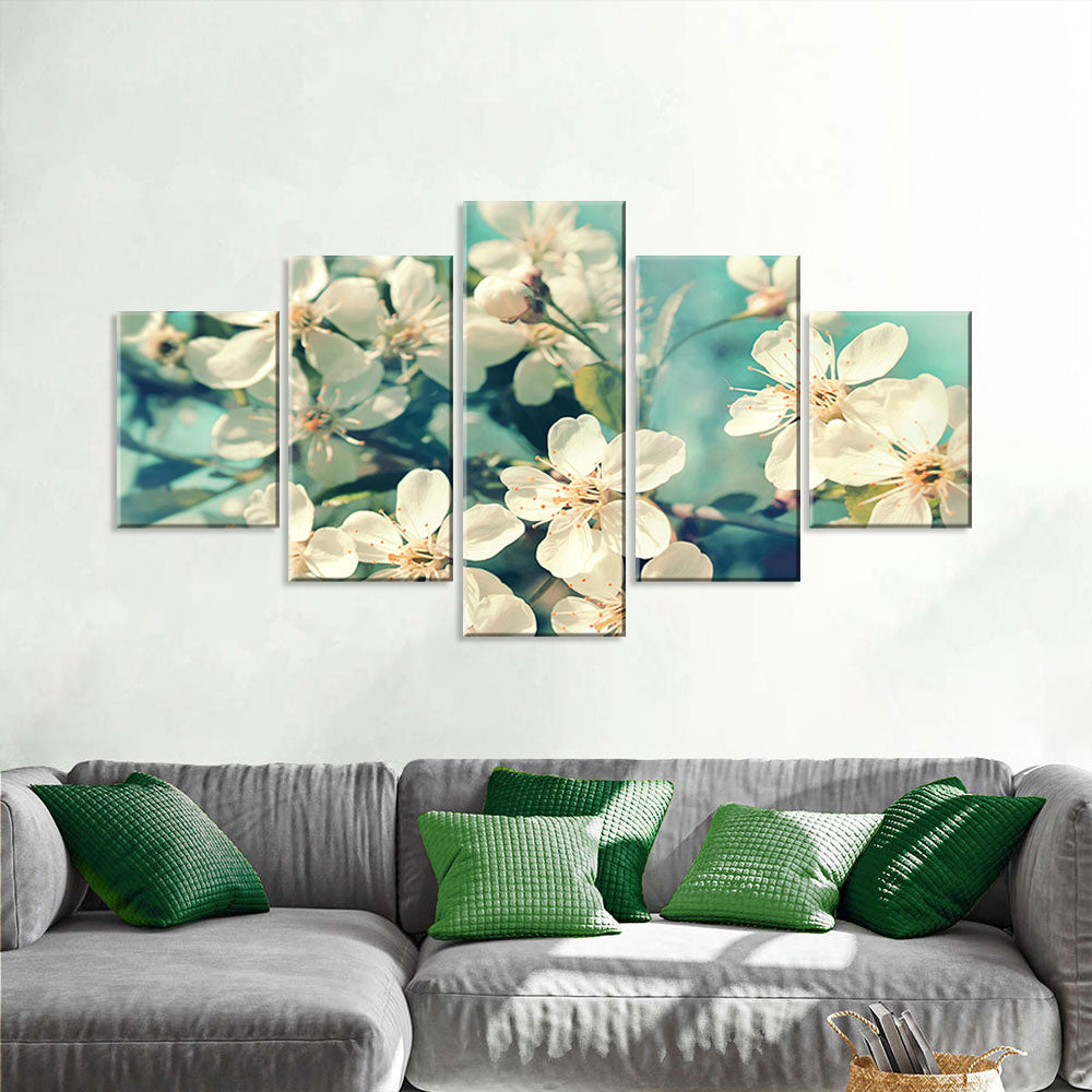 Spring Cherry Blossom Flowers Canvas Wall Art