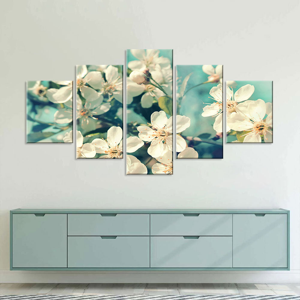 Spring Cherry Blossom Flowers Canvas Wall Art