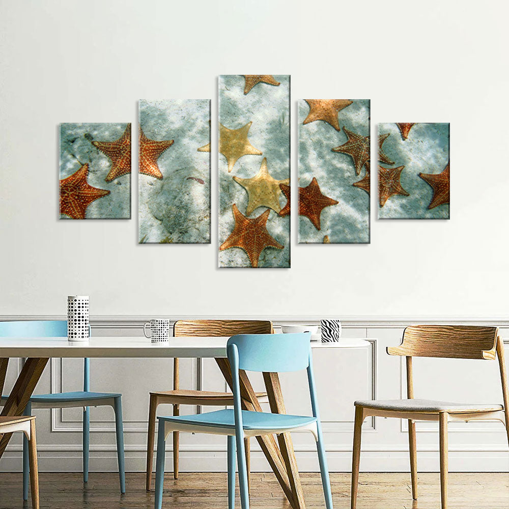 Starfishes On Seabed Canvas Wall Art
