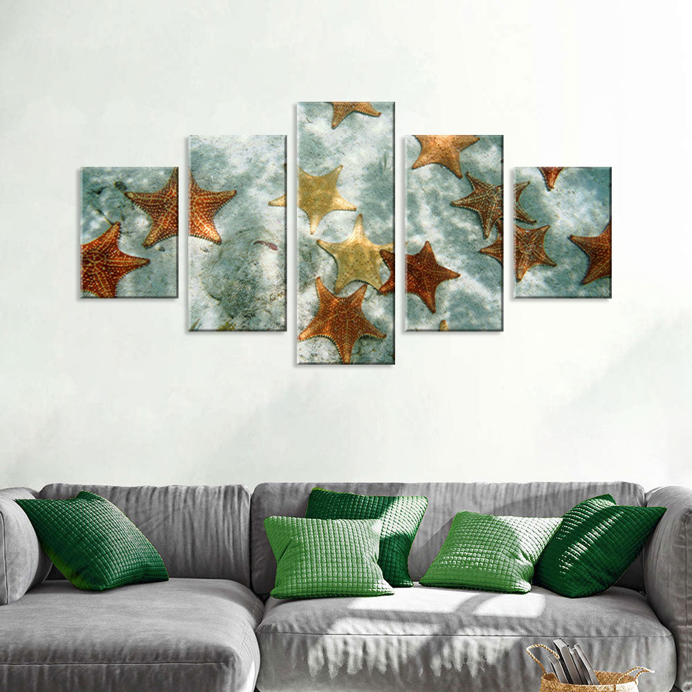 Starfishes On Seabed Canvas Wall Art