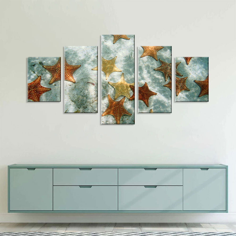 Starfishes On Seabed Canvas Wall Art