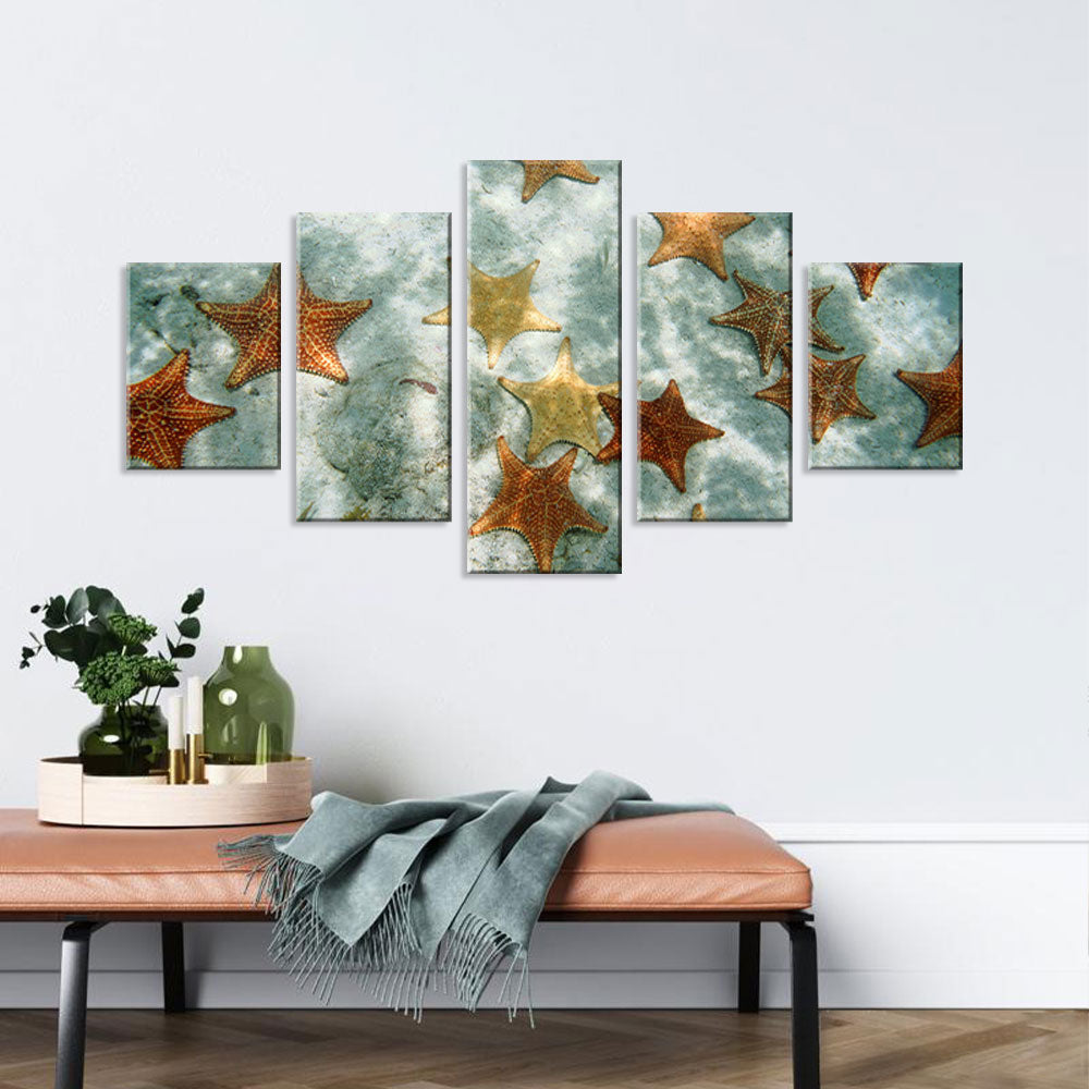 Starfishes On Seabed Canvas Wall Art