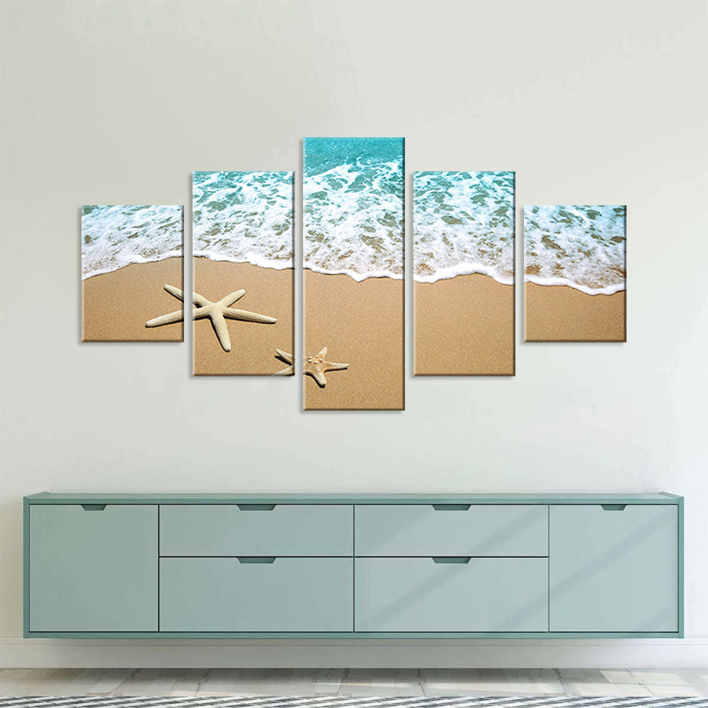 Starfish On Beach Canvas Wall Art