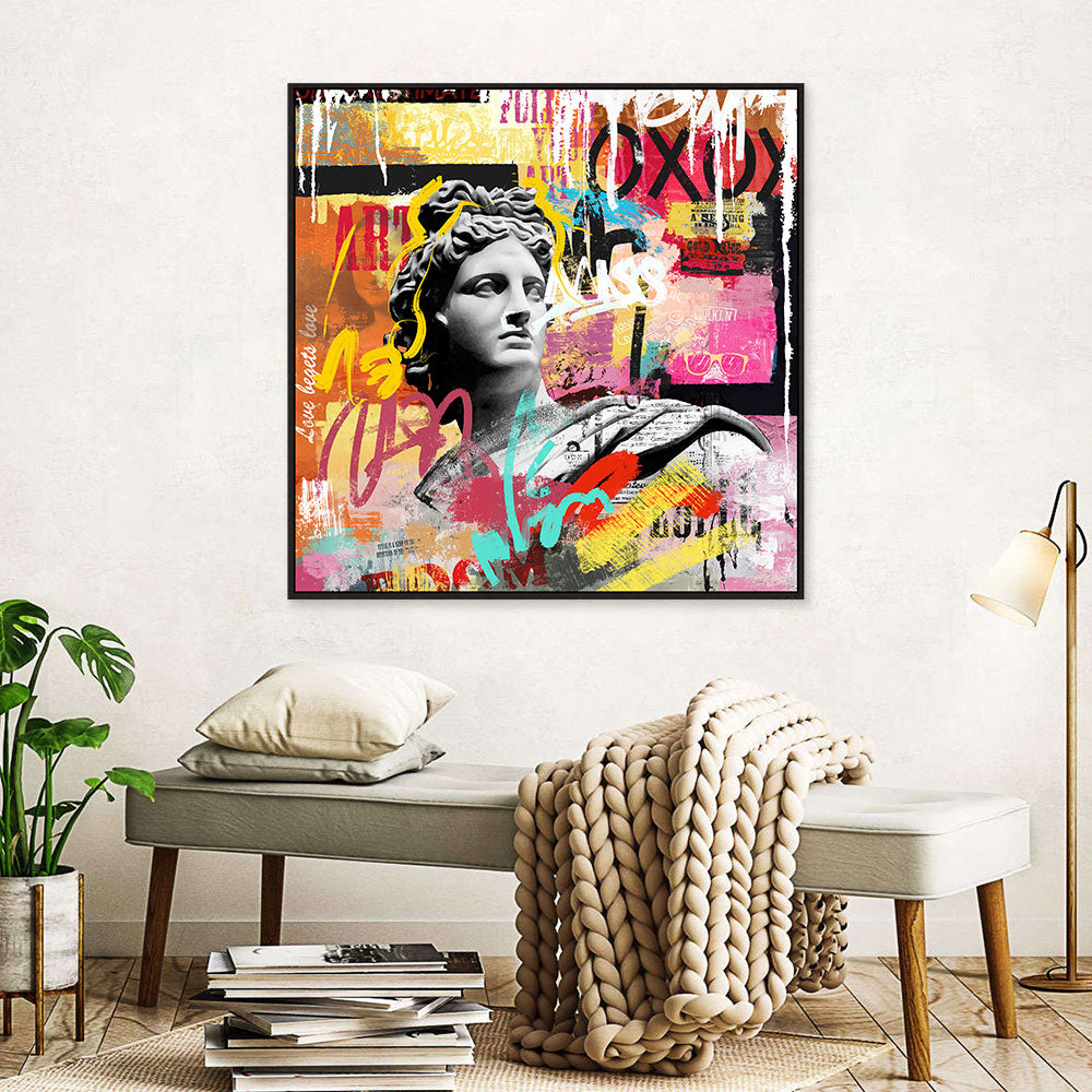 Street Art Statue Of David Graffiti Canvas Wall Art