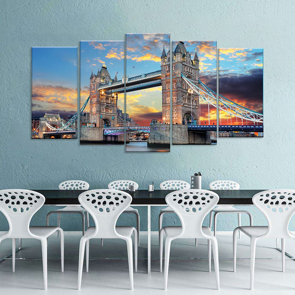 Sunset Tower Bridge Canvas Wall Art