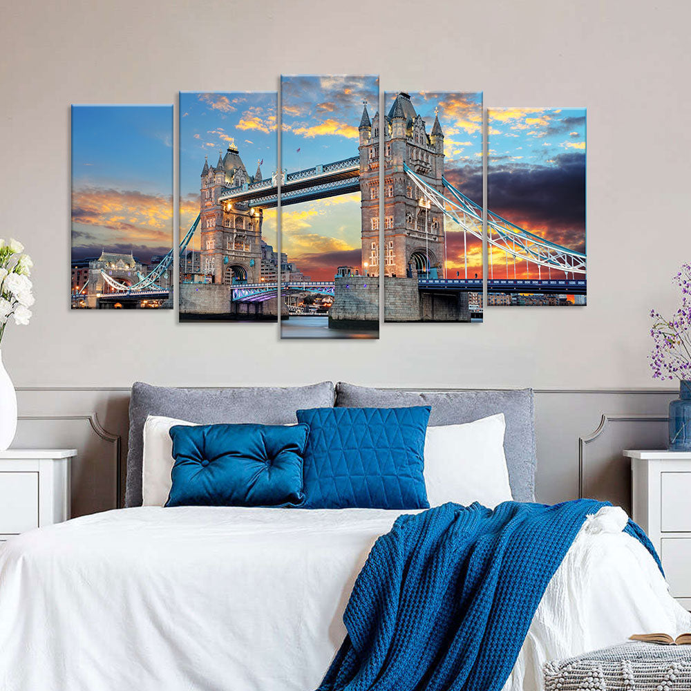 Sunset Tower Bridge Canvas Wall Art