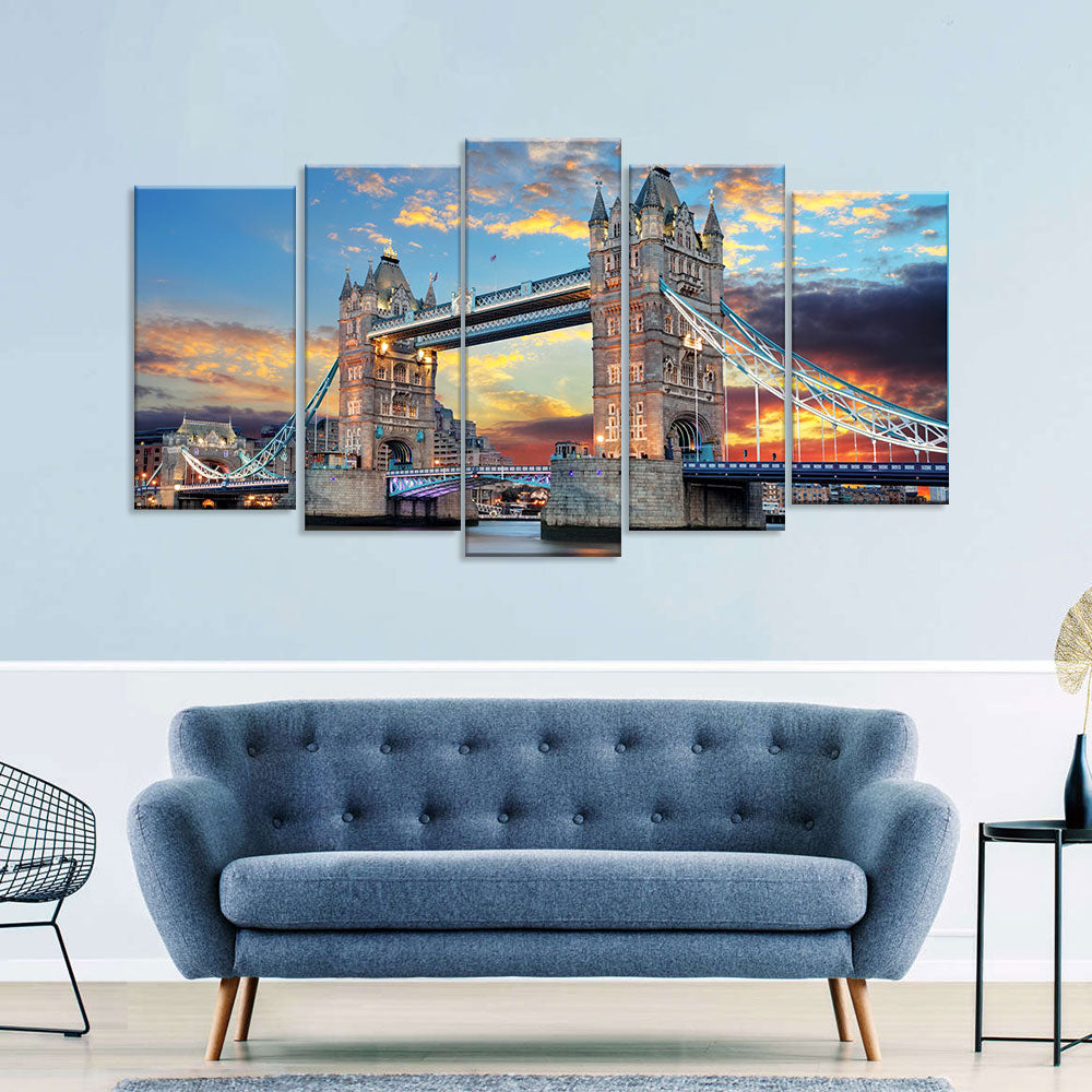 Sunset Tower Bridge Canvas Wall Art