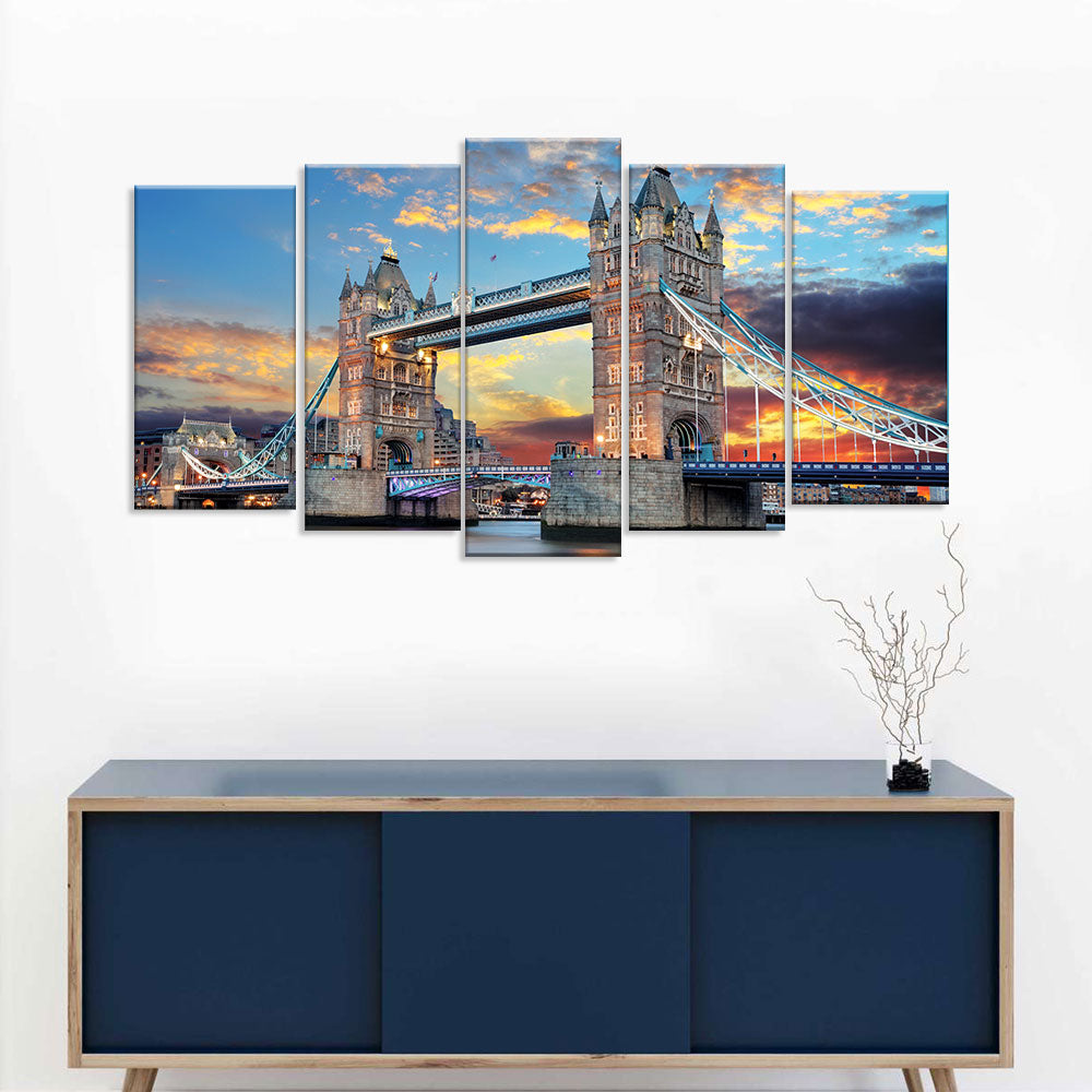 Sunset Tower Bridge Canvas Wall Art