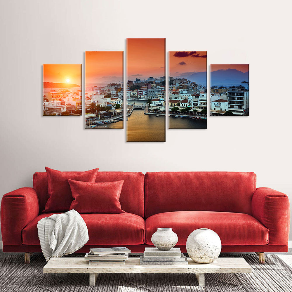 Sunset In Crete Canvas Wall Art