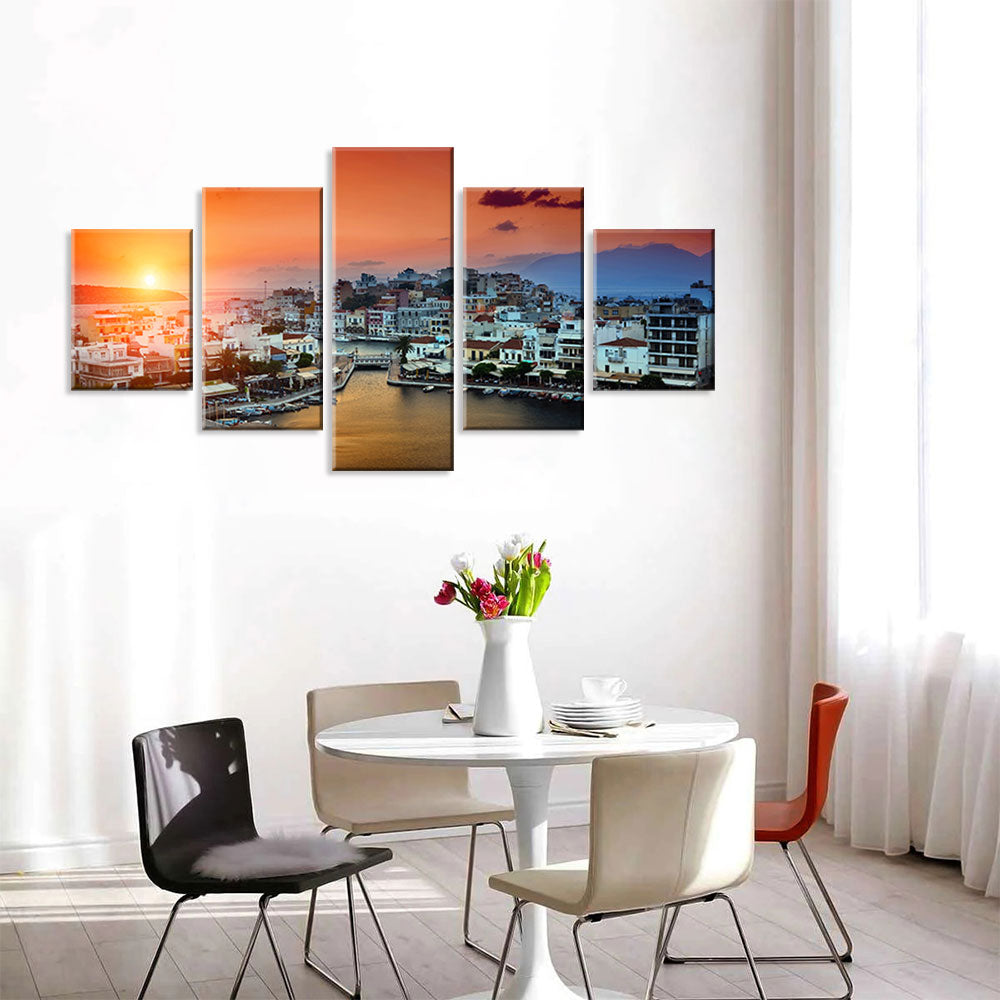 Sunset In Crete Canvas Wall Art