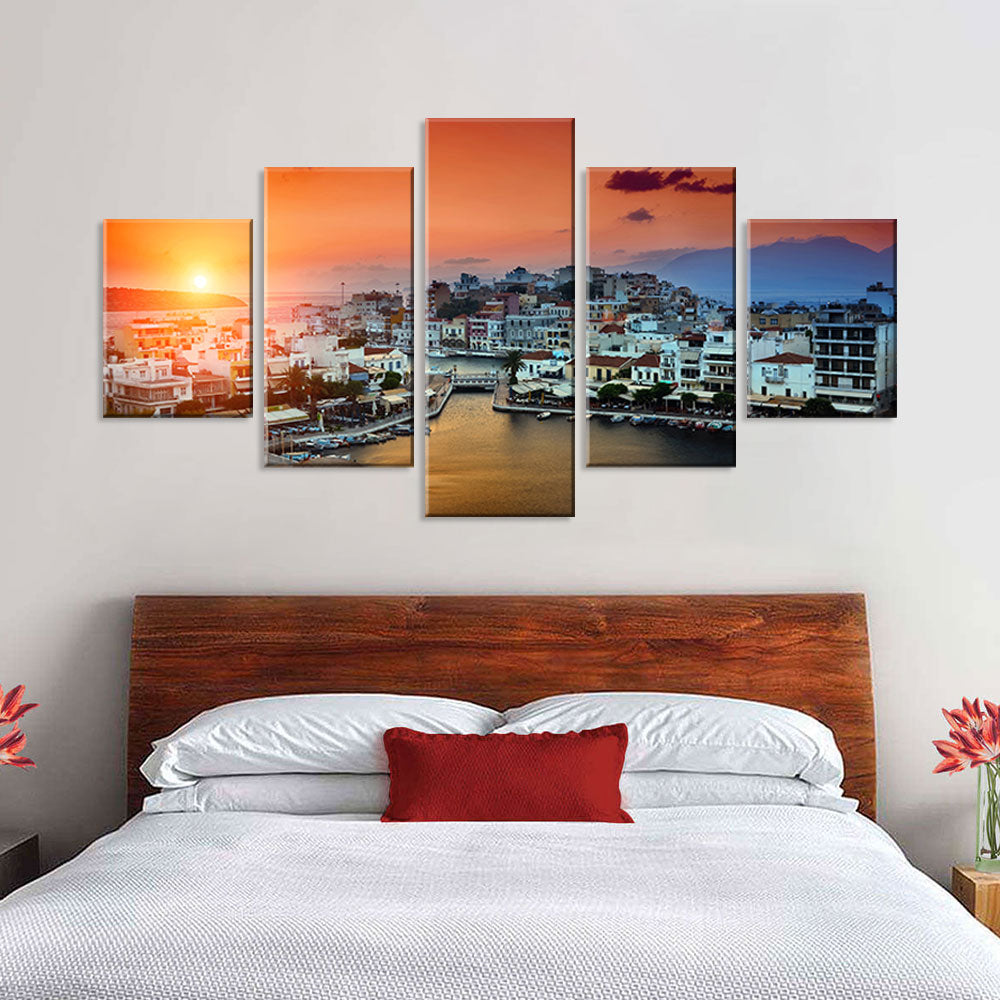 Sunset In Crete Canvas Wall Art