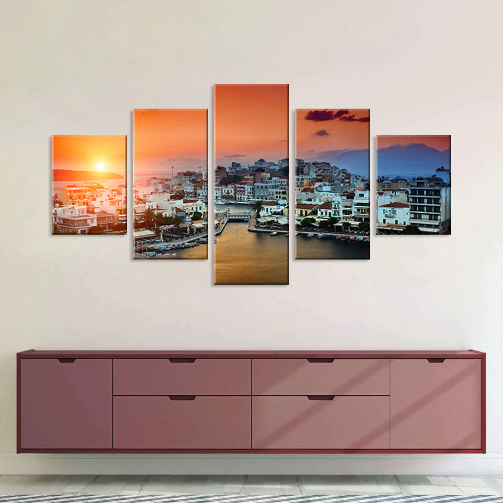 Sunset In Crete Canvas Wall Art