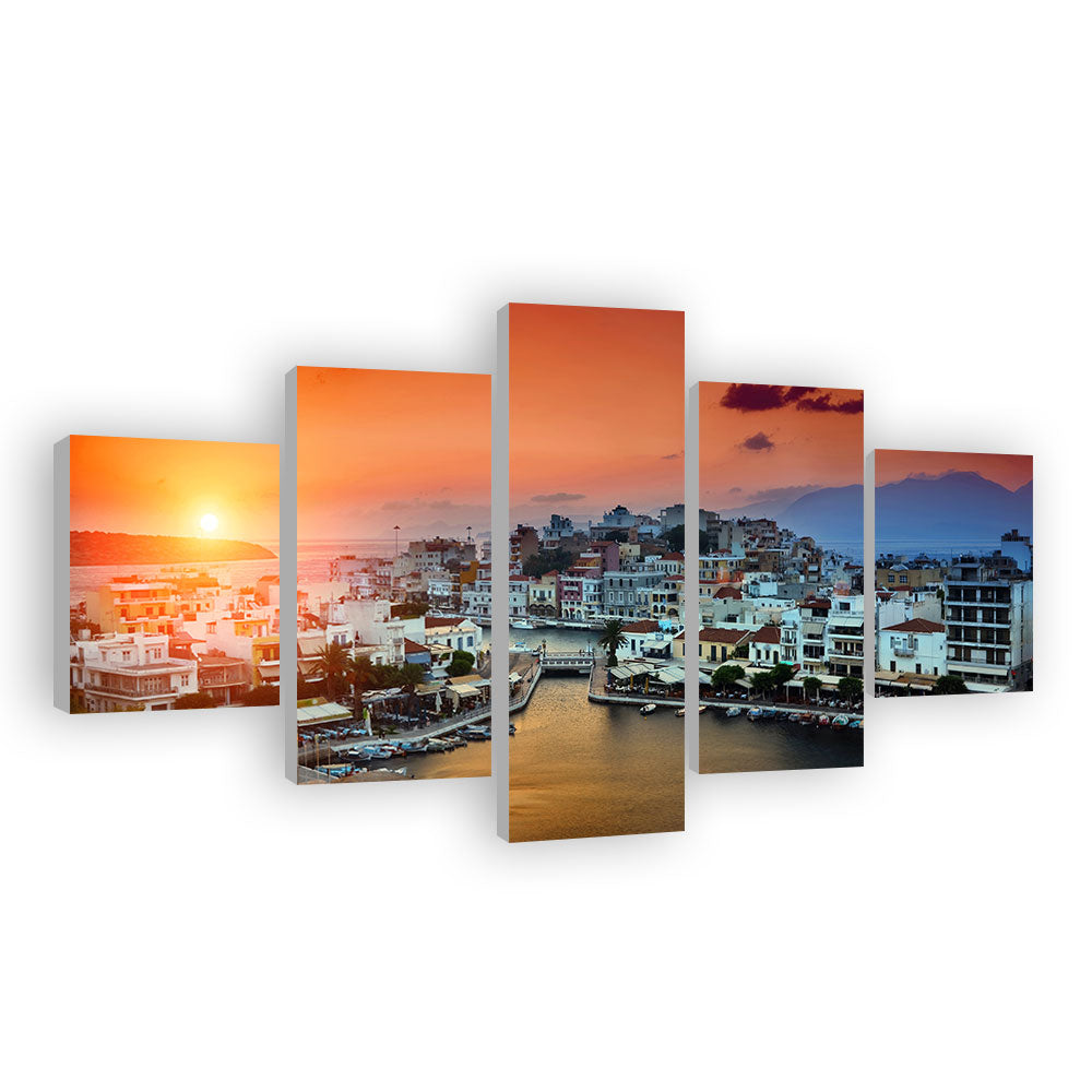 Sunset In Crete Canvas Wall Art