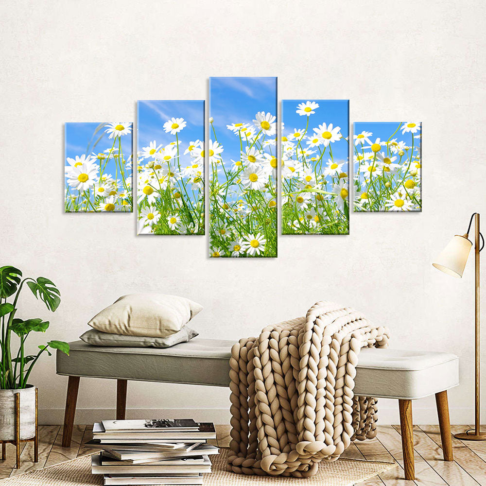 White Daisy Bloom Canvas Wall Art