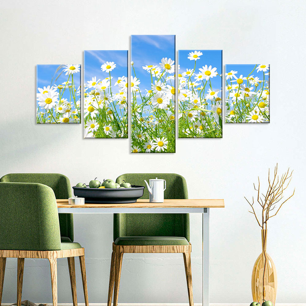White Daisy Bloom Canvas Wall Art