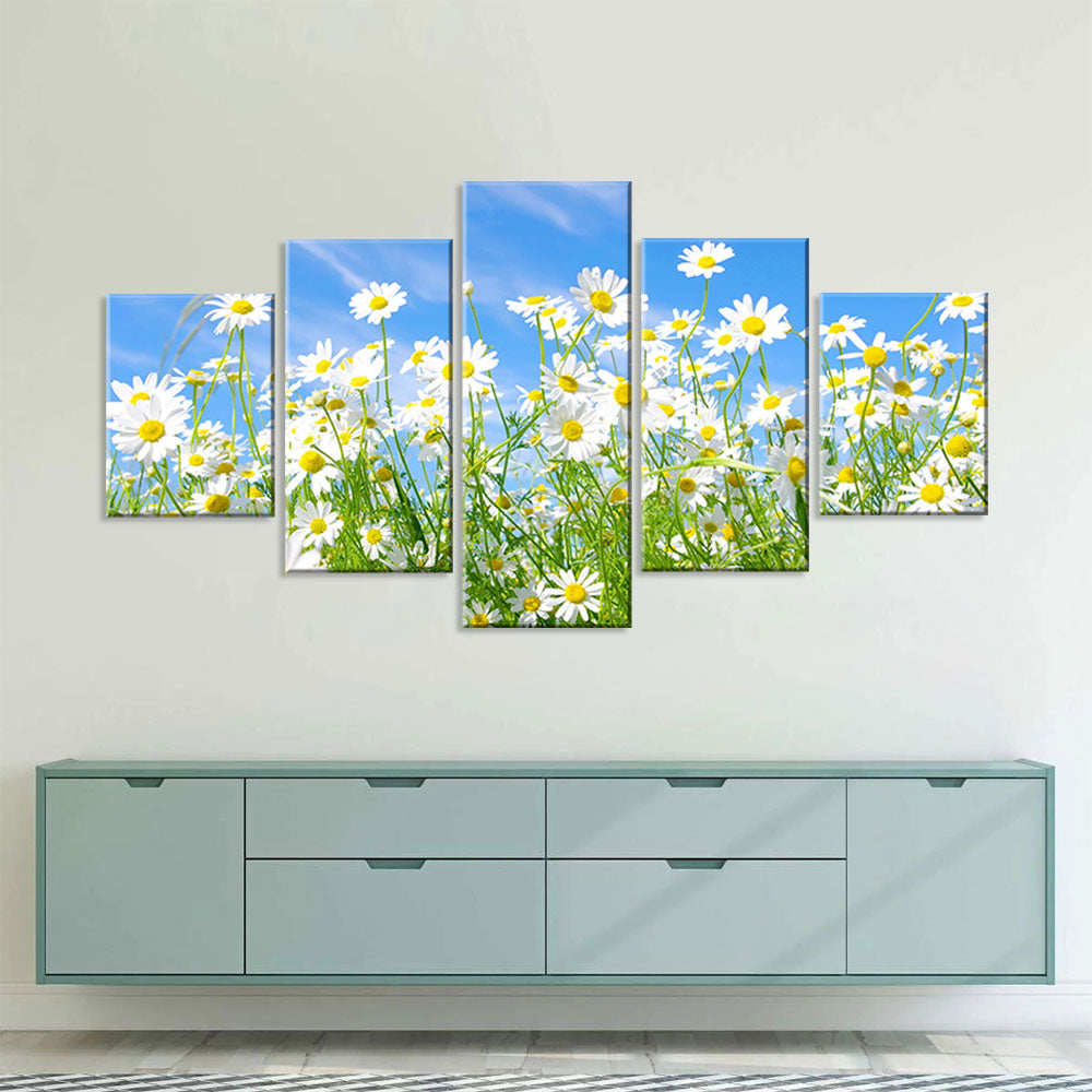 White Daisy Bloom Canvas Wall Art