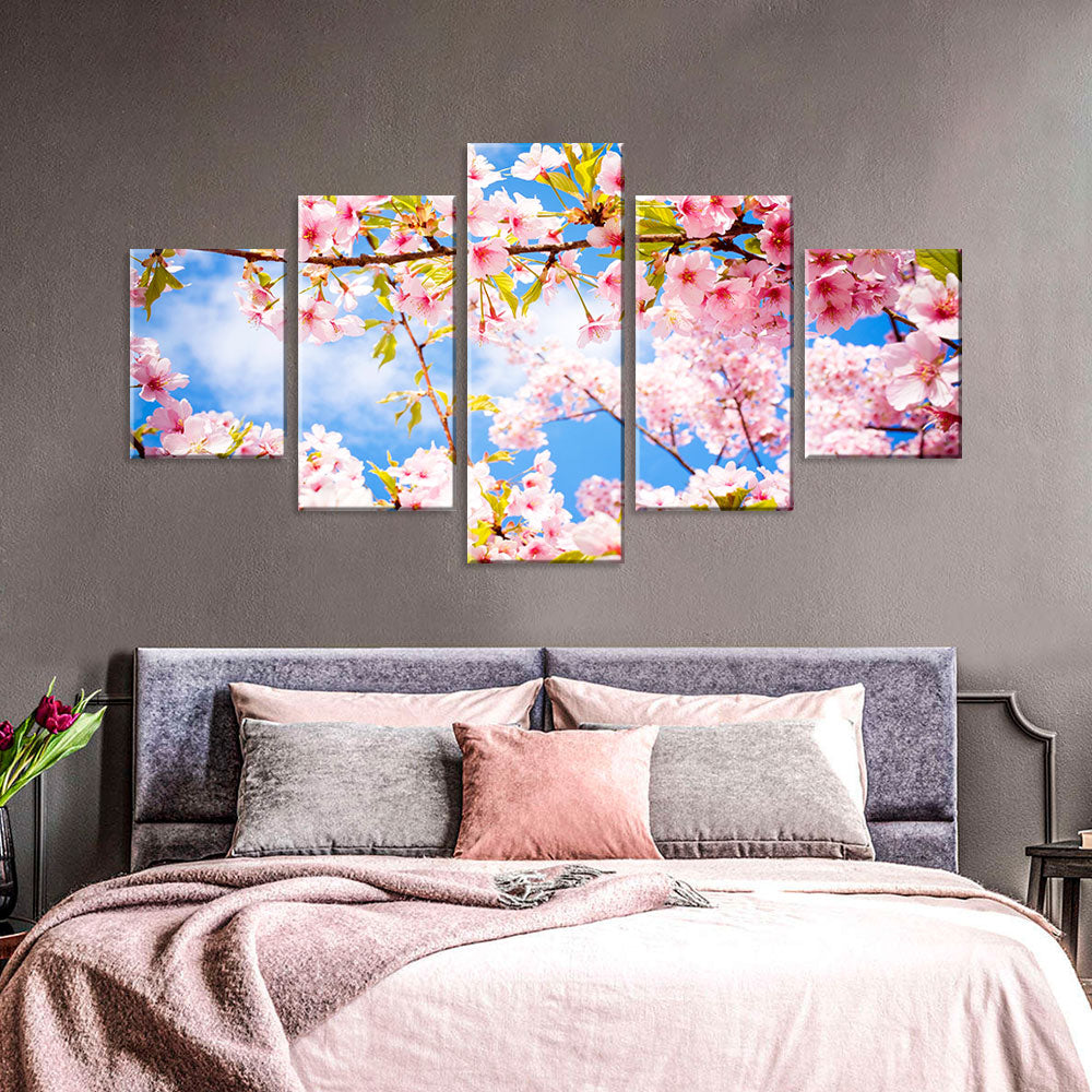 Sunshine Pink Cherry Blossom Canvas Wall Art