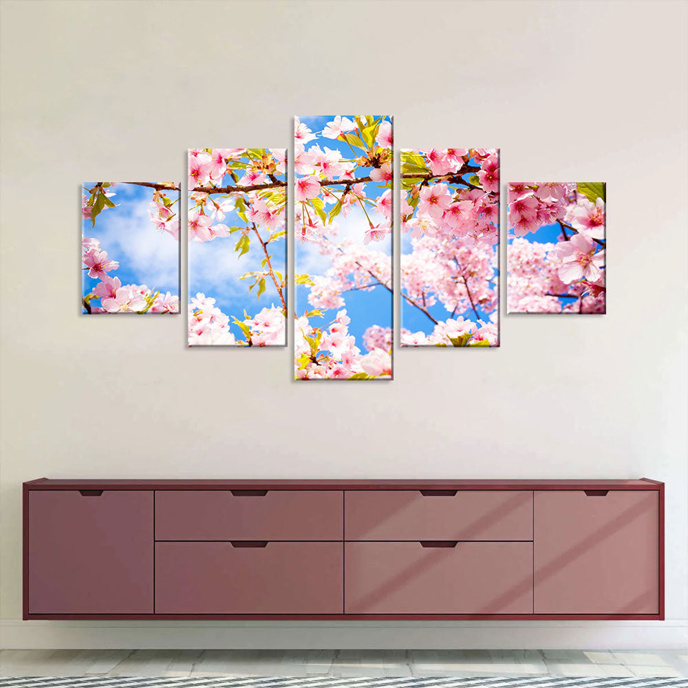Sunshine Pink Cherry Blossom Canvas Wall Art