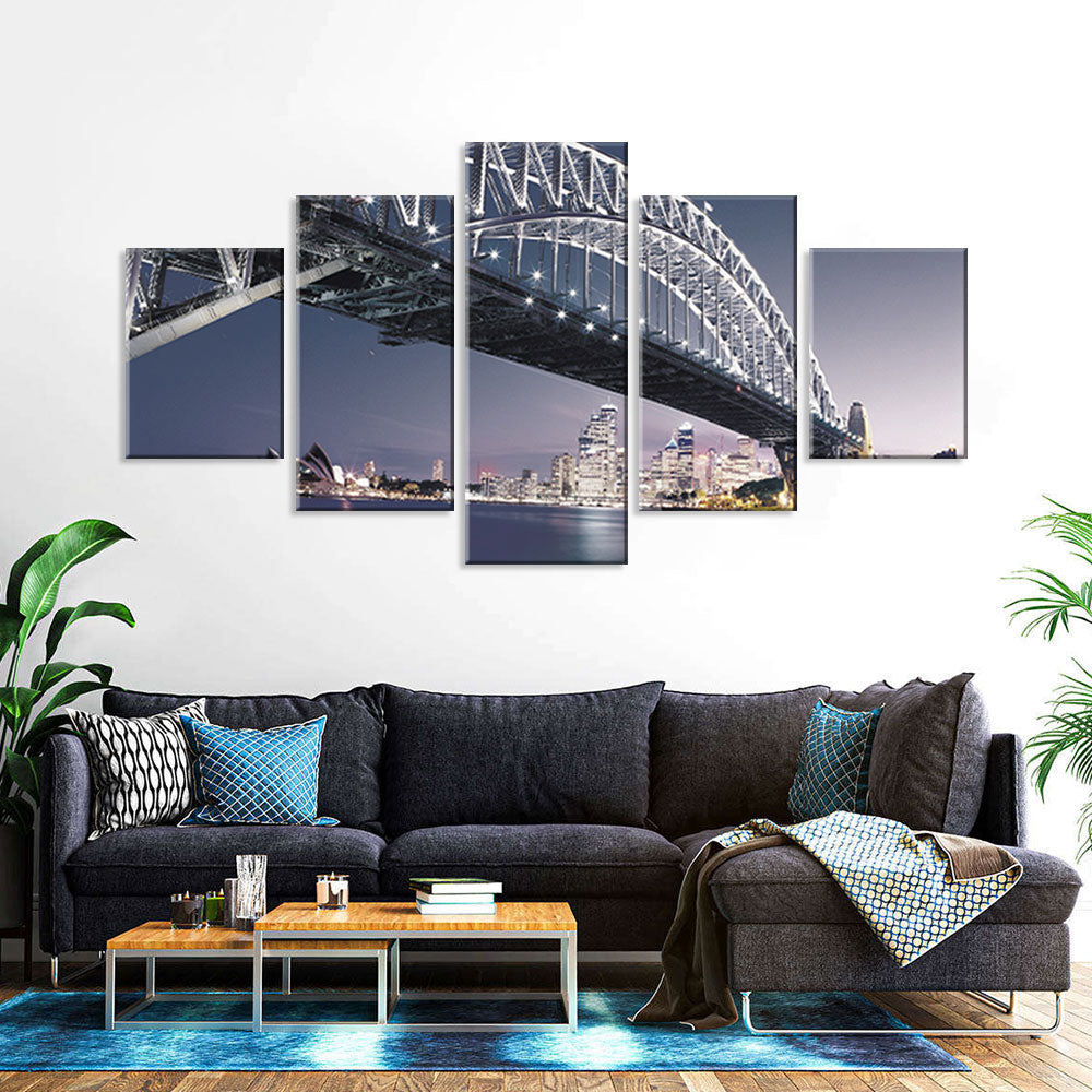 Sydney Harbour Bridge Night View Canvas Wall Art