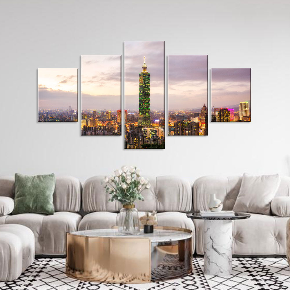 Taipei 101 Night Canvas Wall Art