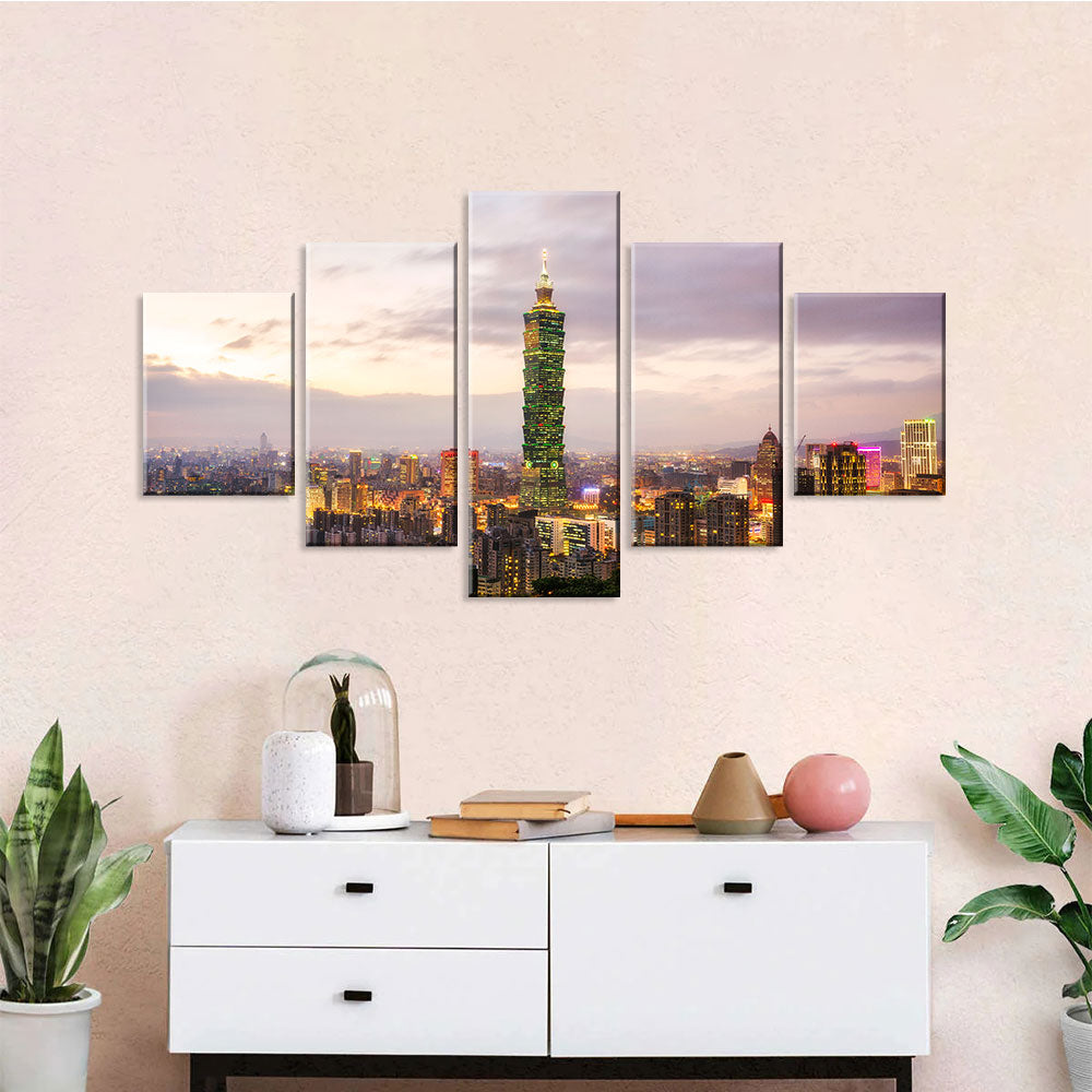 Taipei 101 Night Canvas Wall Art