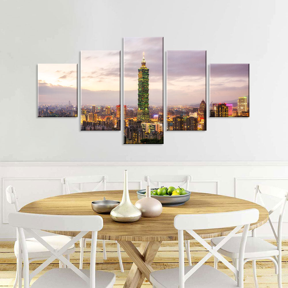 Taipei 101 Night Canvas Wall Art
