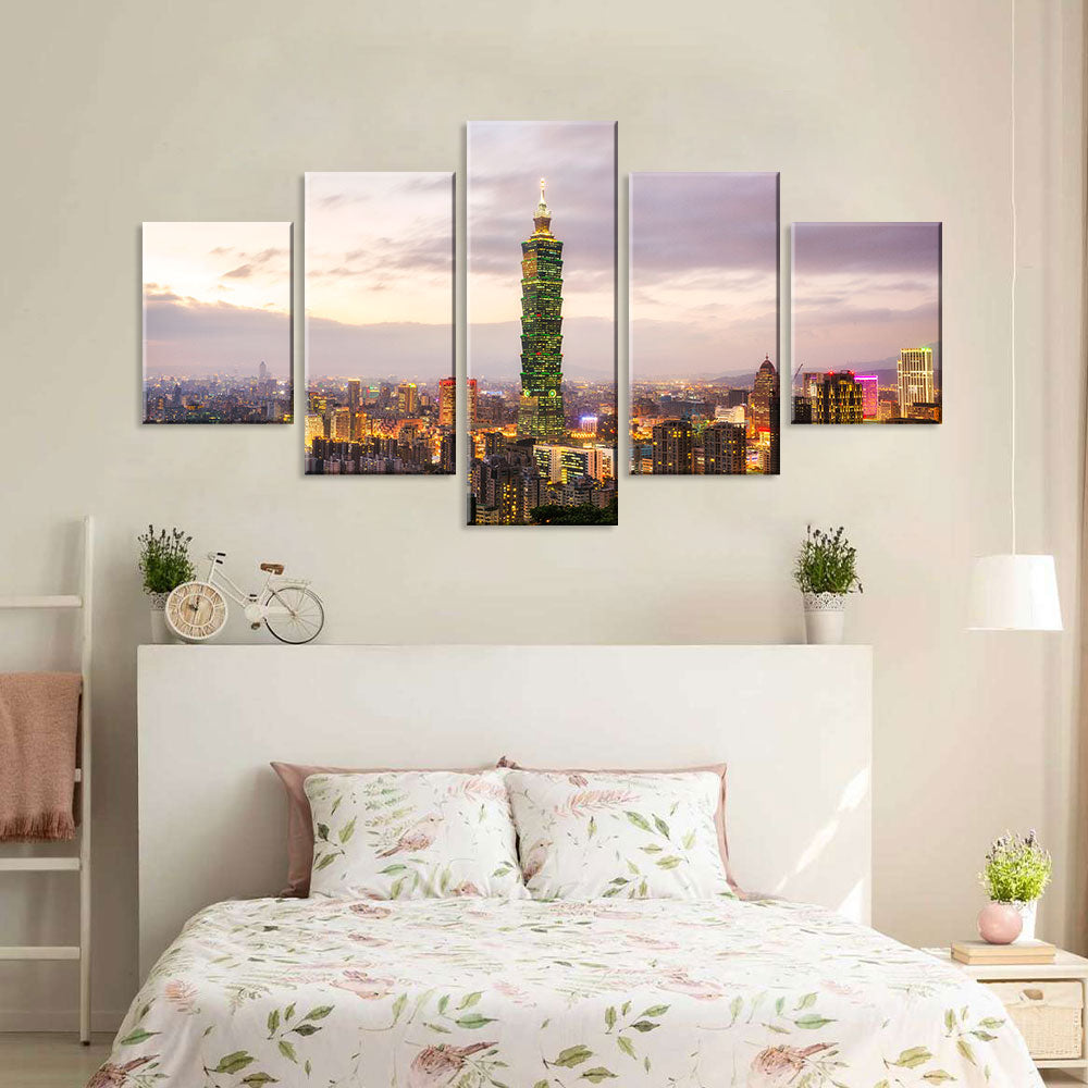 Taipei 101 Night Canvas Wall Art