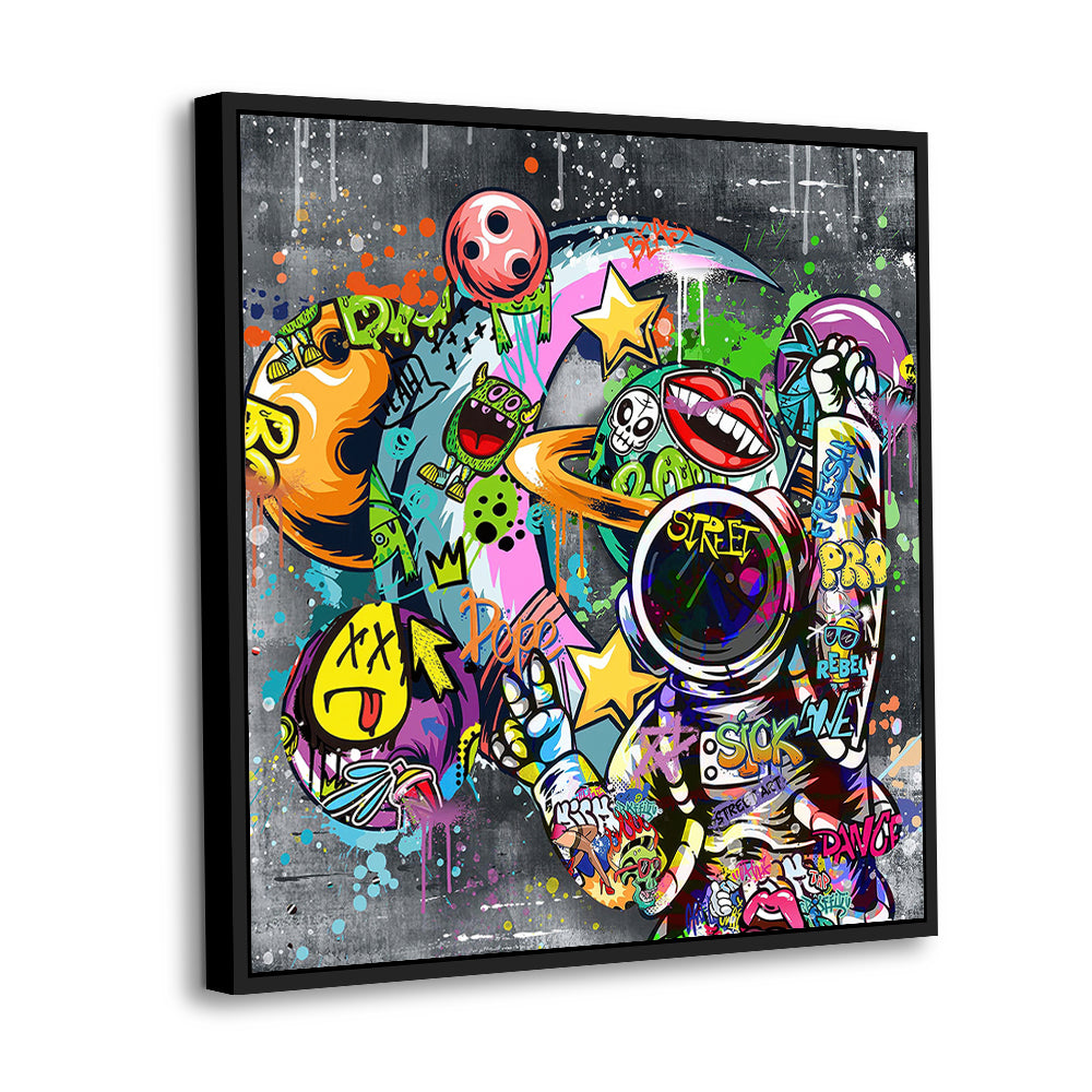 Urban Pop Culture Decor- Graffiti Astronaut Street Art Canvas Wall Art