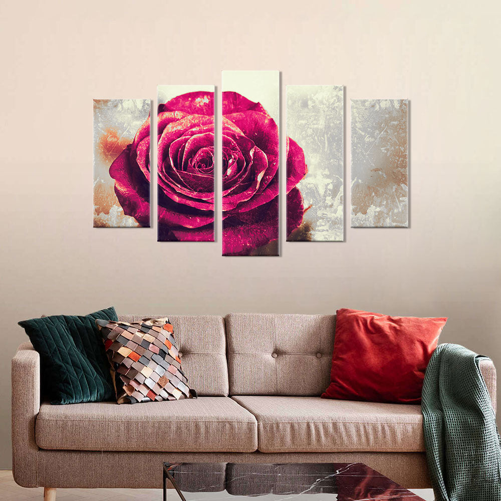 Vintage Grunge Rose Canvas Wall Art