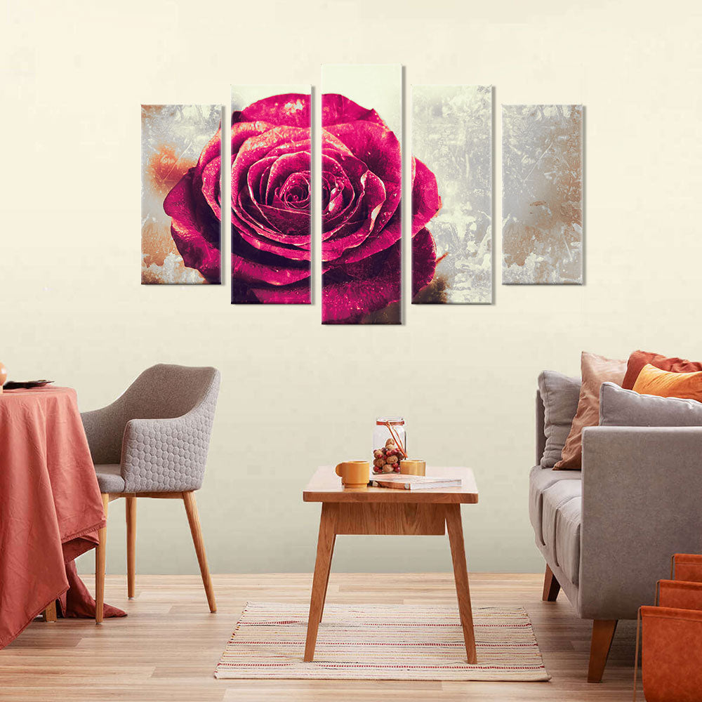 Vintage Grunge Rose Canvas Wall Art