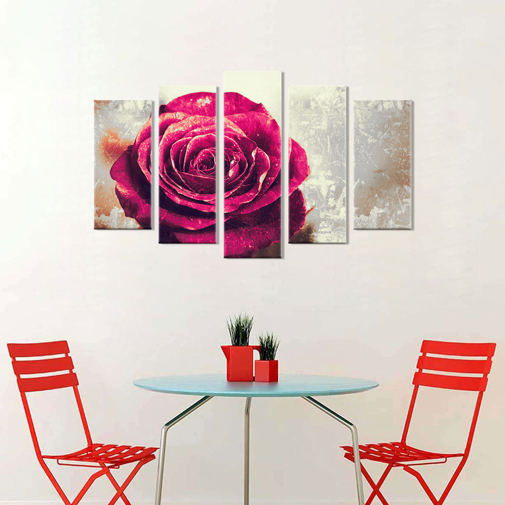 Vintage Grunge Rose Canvas Wall Art