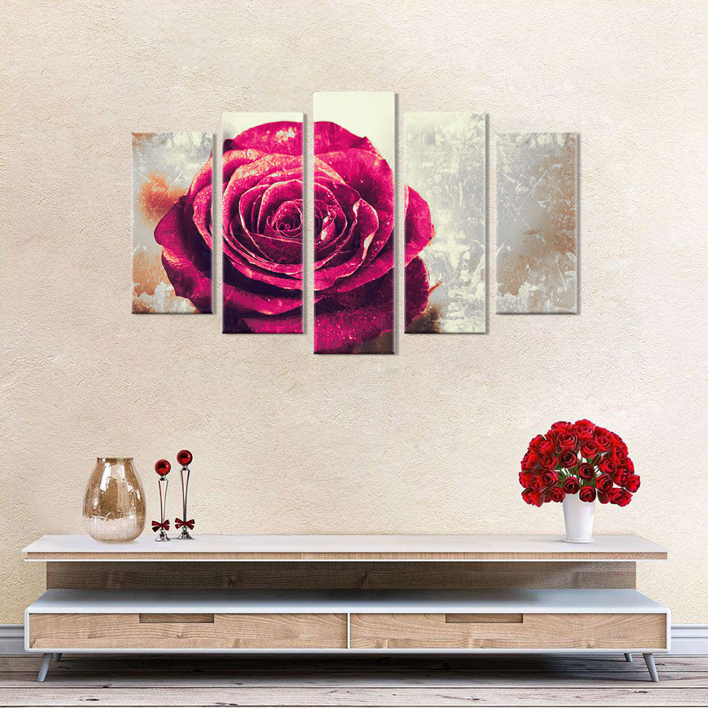 Vintage Grunge Rose Canvas Wall Art
